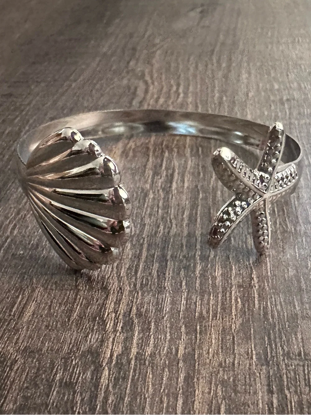 New Beachy Silver Starfish & Seashell Arm Cuff Bracelet